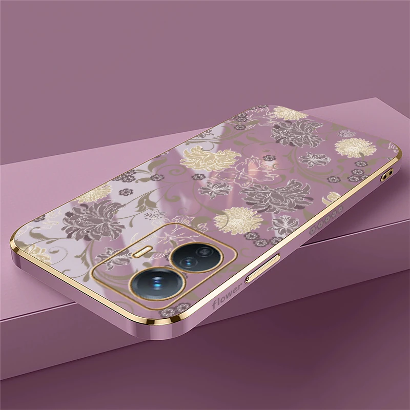 حافظة هاتف واقية مضادة للصدمات لهاتف Vivo V40 V30E V27E V25E V23E V21E V21 V25 V27 Pro V29 V29E غطاء زهور مطلي بالزهور #2