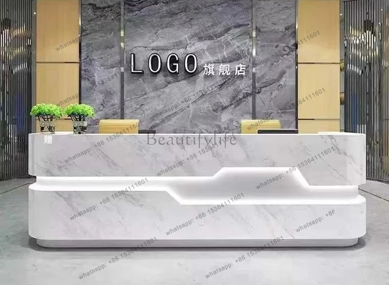Imitation marble pattern company cashier counter beauty salon hotel curved paint bar