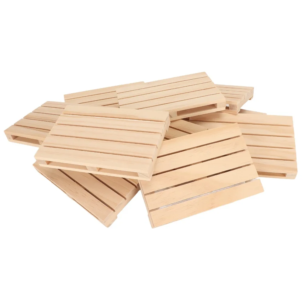 10pcs Rustic Rectangle Wooden Coasters DIY Hand Polished Skid Resistance Mini Pallet Coasters Drink Coasters For Office