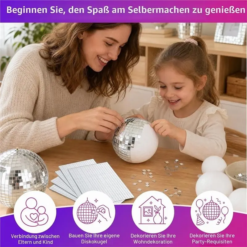 AT19-Self-Adhesive Mirror Mosaic Tiles-Pack Of 10800 5 X 5 Mm Mini Square Disco Ball Strips 18 Sheets view 4