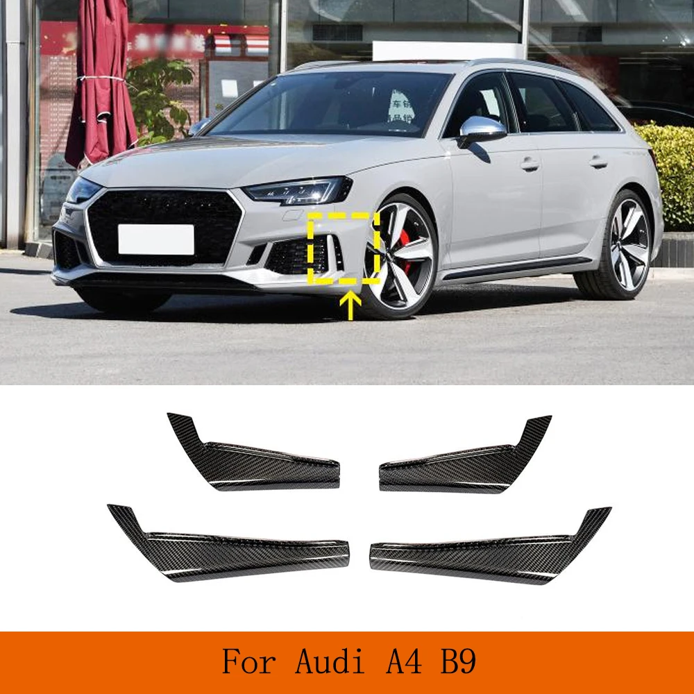 

Real Carbon Fiber Car Front Bumper Fins Splitters Canards For Audi A4 B9 2017-2020 Front Bumper Air Vents Canards Fins Body Kits