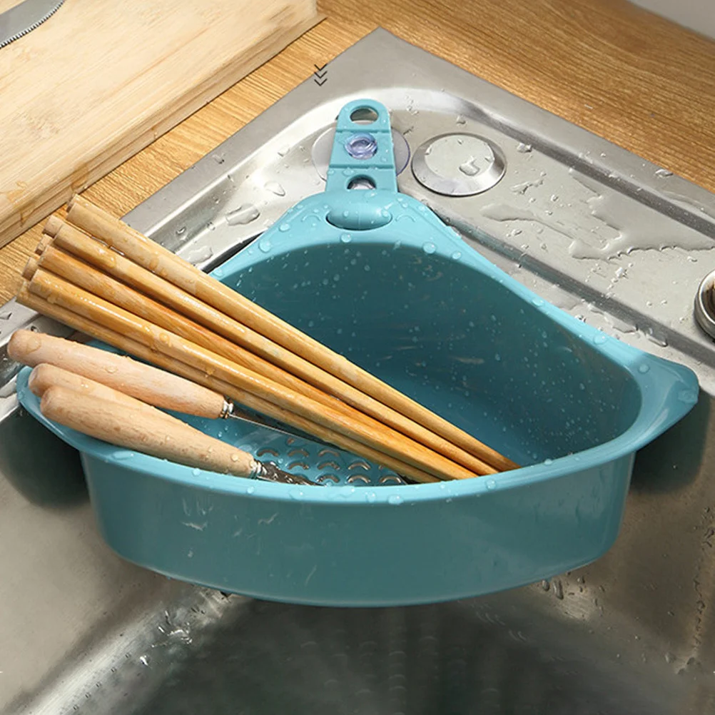 

Sink Strainer Basket Triangular Corner Rack Suction Cup Kitchen Sponge Holder Draining Organizer Efficient Storage