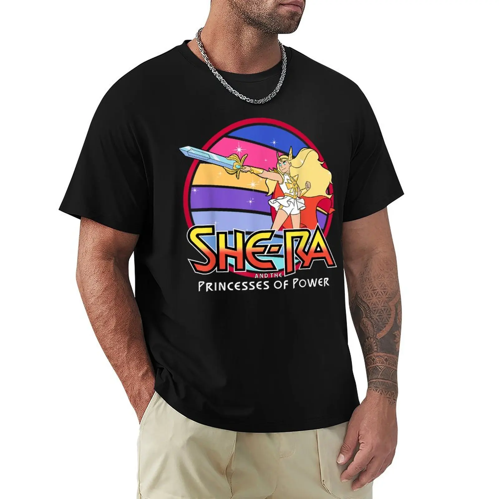 

She Ra And The Princess of Power Rainbow T-Shirt Short sleeve tee sports fans plus sizes Men's t-shirts