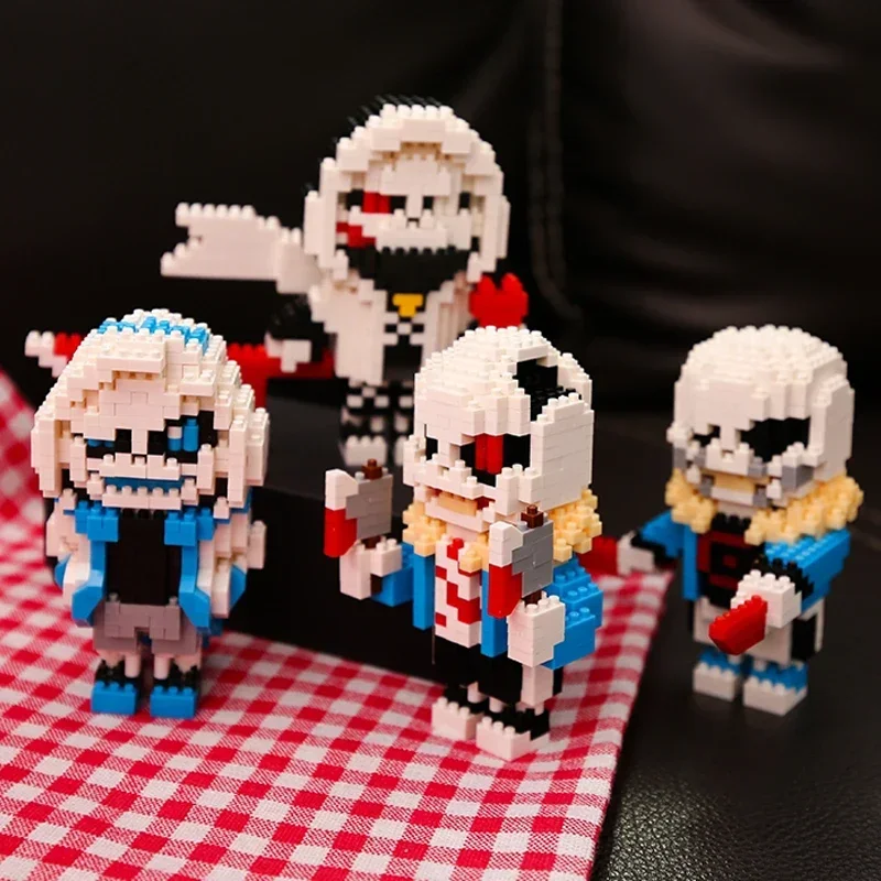 Juego SC Undertale Sans Cross Nightmare Reaper Ink Skeleton, Hero Monster Doll, Mini bloques de diamante DIY, bloques de construcción, juguete sin