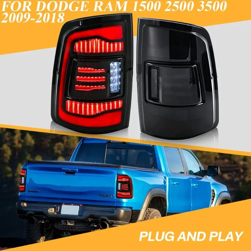 

For Dodge Ram 1500 2500 3500 2009-2018 LED Tail Lights Assembly Smoke Lens Rear Lamps