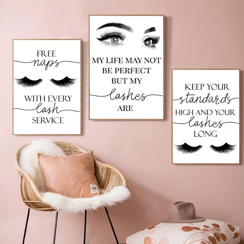 Eyelashes Makeup Esthetician Gift Lash Bundle Fashion Posters Print Canvas Painting Wall Art for Living Room Modern Home Decor