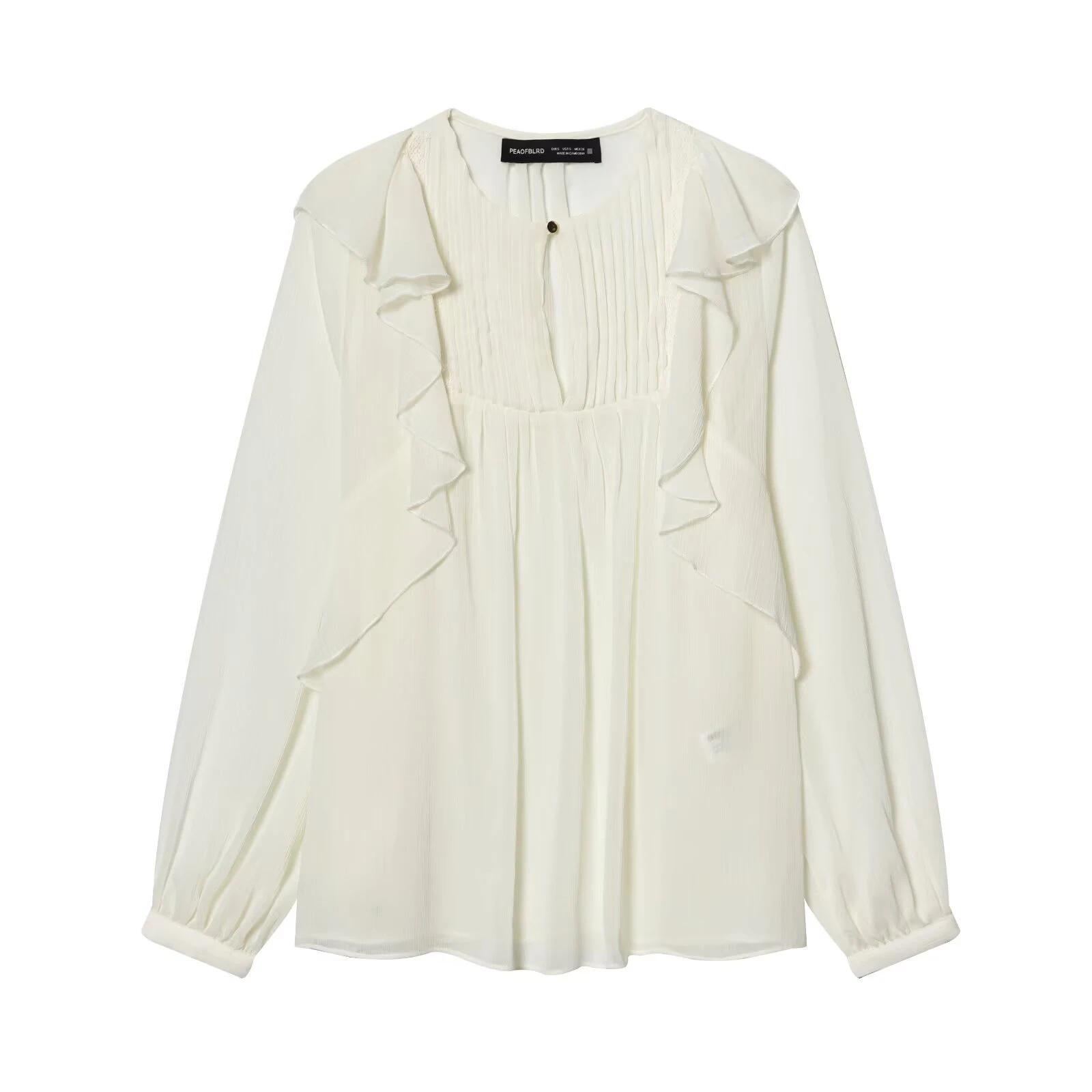 

Ruffle layered decorative shirt for women in spring French gentle style loose and slimming long sleeved doll top