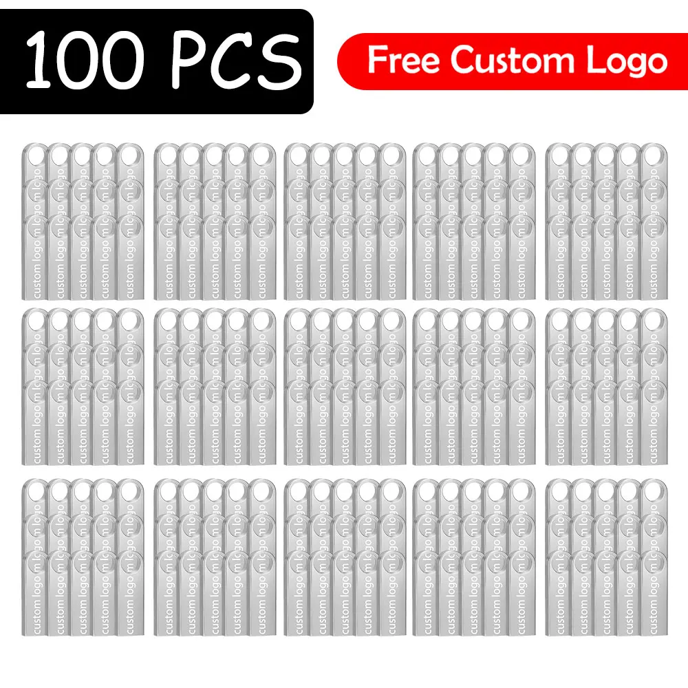 

100PCS/lot Pen Drive 64GB 32GB 16GB Pendrive Metal USB Flash Drive 8GB 4GB 2GB 1GB 512MB Usb Key Sticks Free Laser Logo