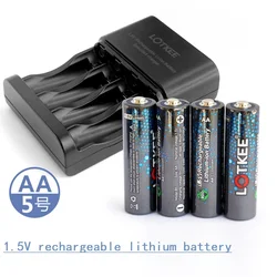 1.5V AA Lithium Battery Rechargeable Battery + Charger Micro 5V Fast Charger for aa and aaa rechargeable batteries