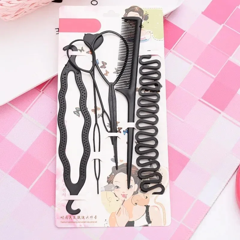 6 ชิ้นผม Braiding เครื่องมือ DIY ผมจัดแต่งทรงผมชุดเครื่องมือ Updo หางม้า Maker อุปกรณ์เสริม Topsy ผม Braid ชุดขนเข็ม