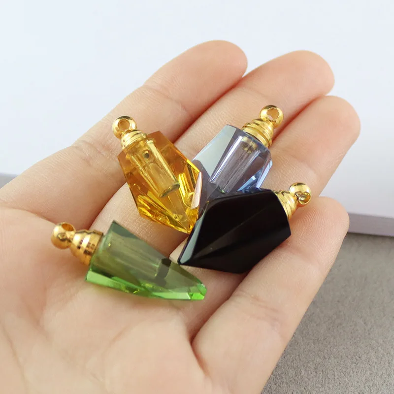 2PCS Crystal Vials Sword Shape Perfume Bottle Pendant Name On Rice Charms Pendants Diy Jewelry Finding