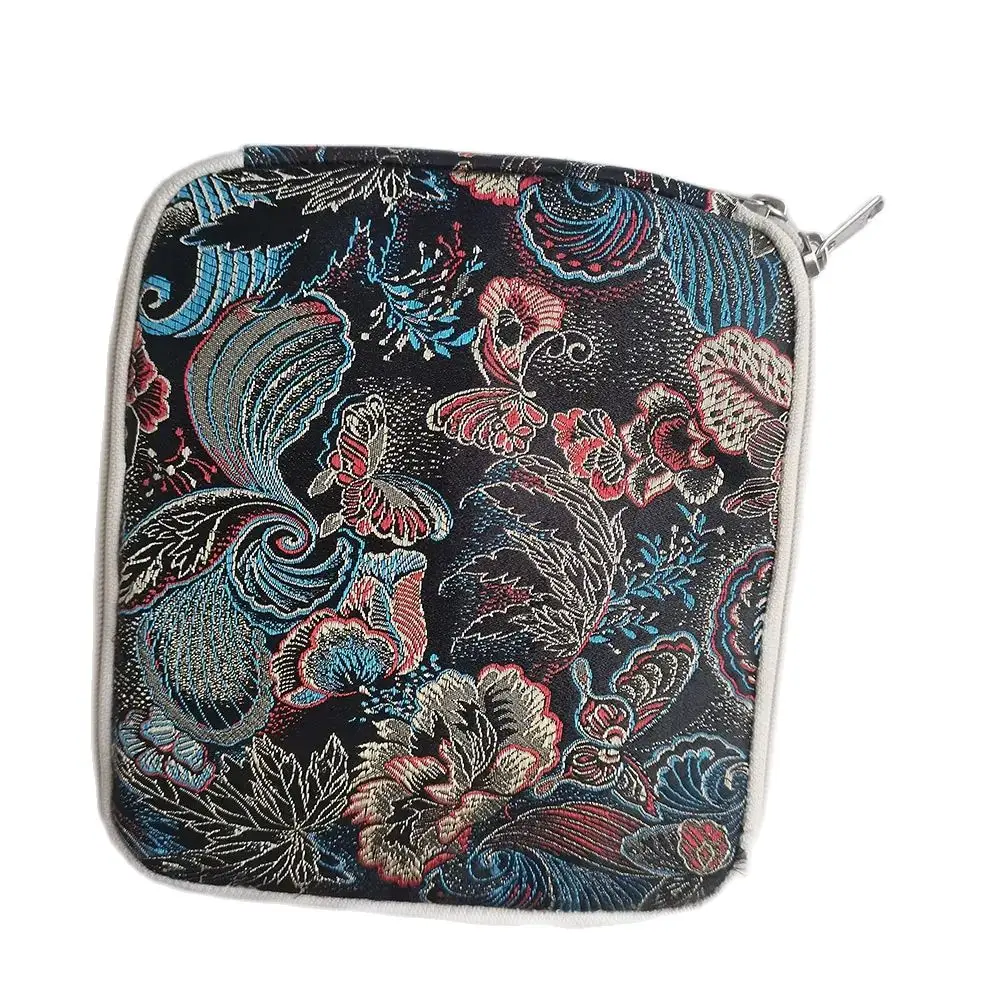 Chinese style brocade fabric zipper pencil case, 8 holes, pen protective cover, large capacity pencil case, pencil case