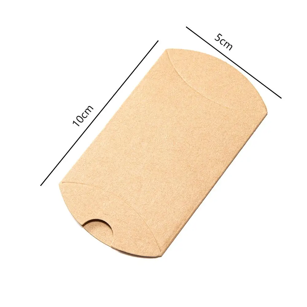 10pcs Merry Christmas Pillow Shape Kraft Paper Candy Box