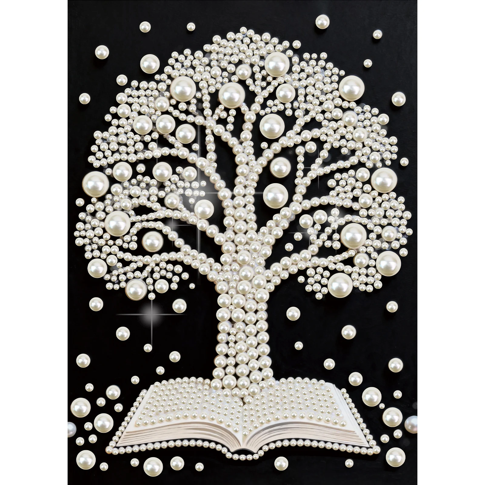 DIY Pearl Diamond Art Painting Kits for Adult Beginners, Book and Tree Sparkling Art Painting Craft Home Wall Decor Handmade Gif