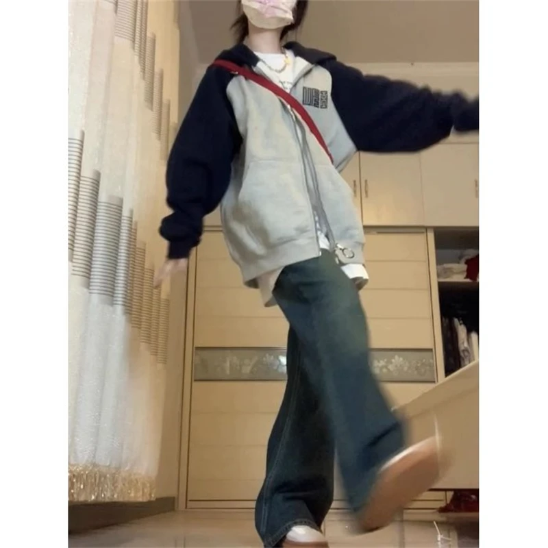 

Весенне-осенняя верхняя одежда, свободная толстовка на молнии, толстовка с капюшоном, повседневная модная длинная светящаяся молодежная безвредная Sle