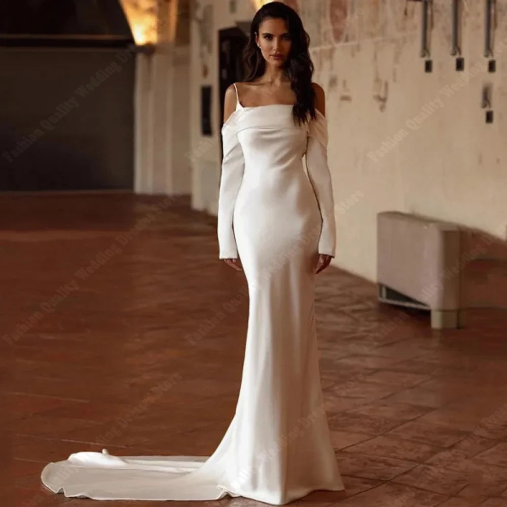 Robe de Mariée en Satin Simple et Moderne, Personnalisée, Éducative