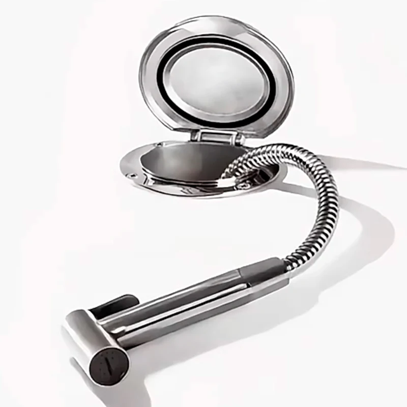 Marine 316 Stainless Steel Transom Shower Box Hidden Deck Mount Boat Shower Kit Corrosion Resistant Durable for Yachts