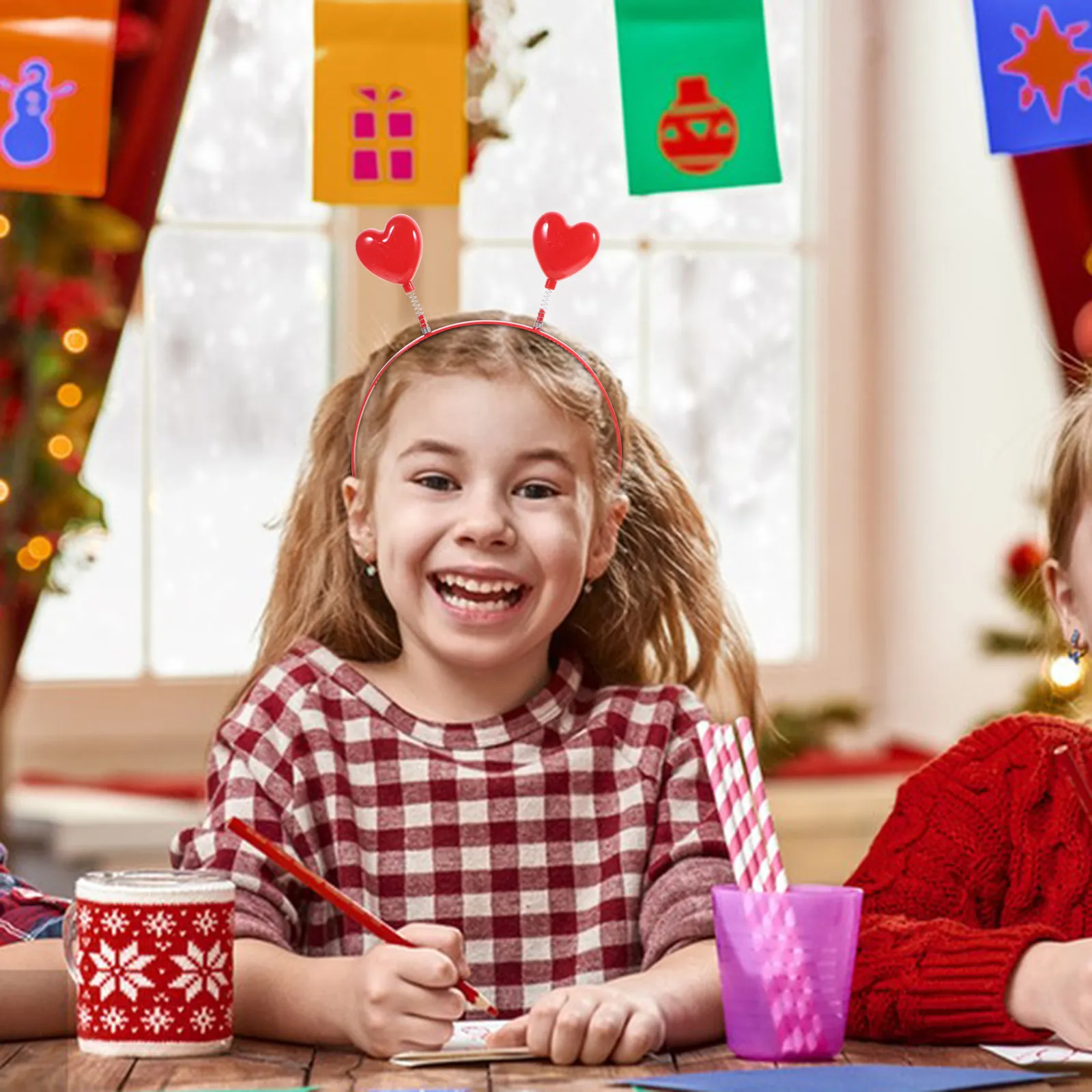 

2 шт., гибкая повязка для волос в форме сердца, гибкая повязка для волос на День святого Валентина, реквизит для вечеринки, свадьбы, фотосессии, аксессуар для волос в форме сердца