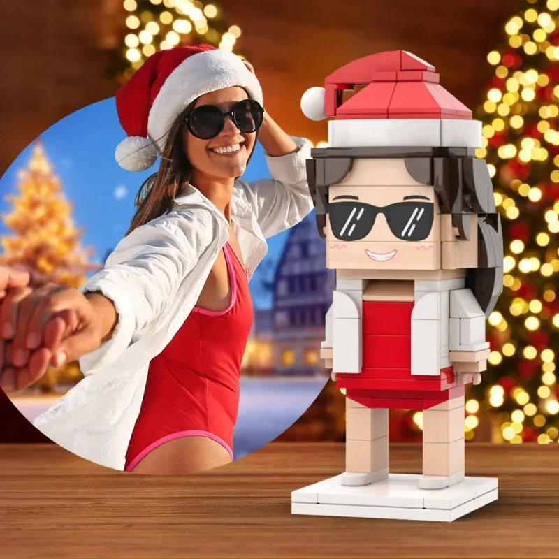 

Christmas Beach Bikini Style Full Body Customizable 1 Person Custom Brick Figures Small Particle Block Toy Brick Me Figures