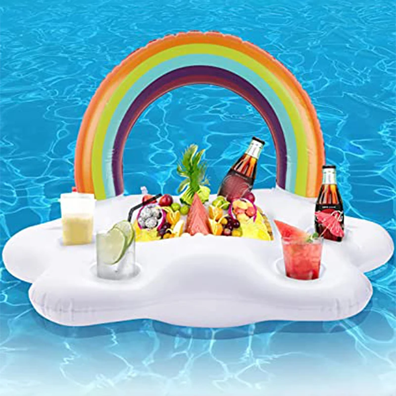 Swimming Pool Drinking Cup Float Beach Table Bar Tray Multifunctional Summer Party Inflatable Bed Beer Drink Holder Cloud Shape