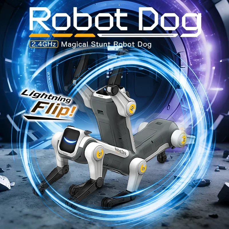 Magic Flip AI Trick Robot Dog, Voice Control via 2.4GHz Remote, Smart Programming, Cool Eye Lights, for Kids & Tech Enthusiasts