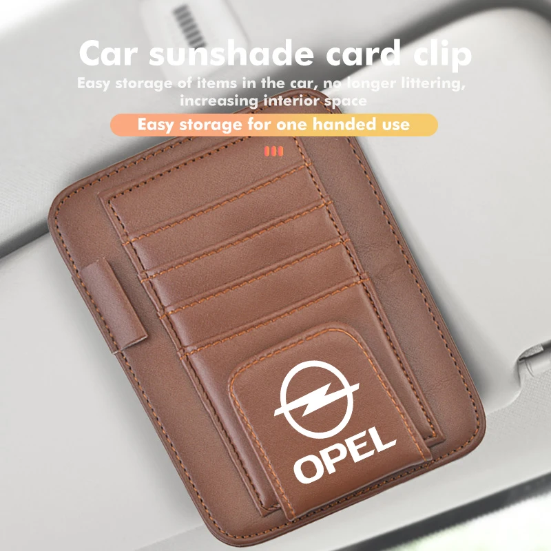 Car Logo Sunshade Muti-pocket Card Package Storage Holder Pen Clip Accessories For Opel Meriva Mokka Grandland Vectra Zafira - view 4