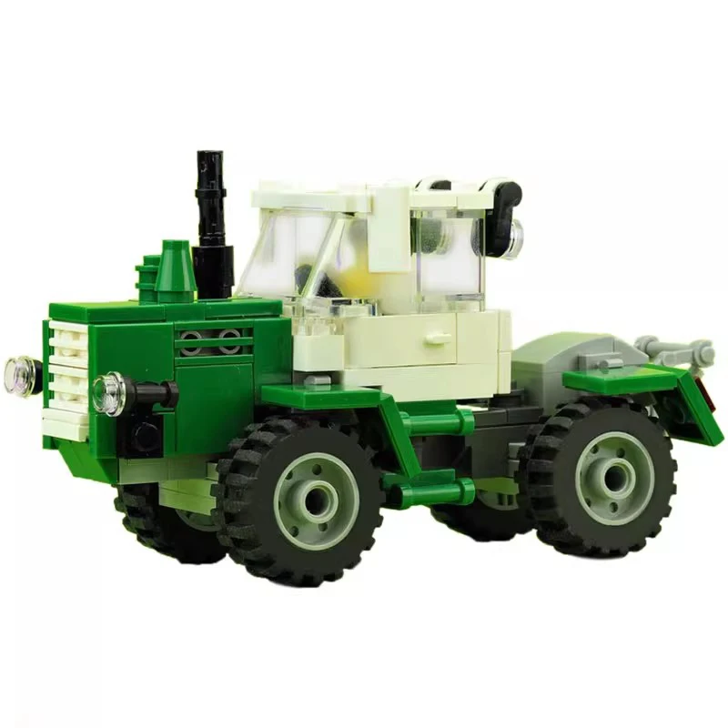 Creative brick and building block toys MOC-15743 children\'s puzzle assembly small particle city series green tractor model set