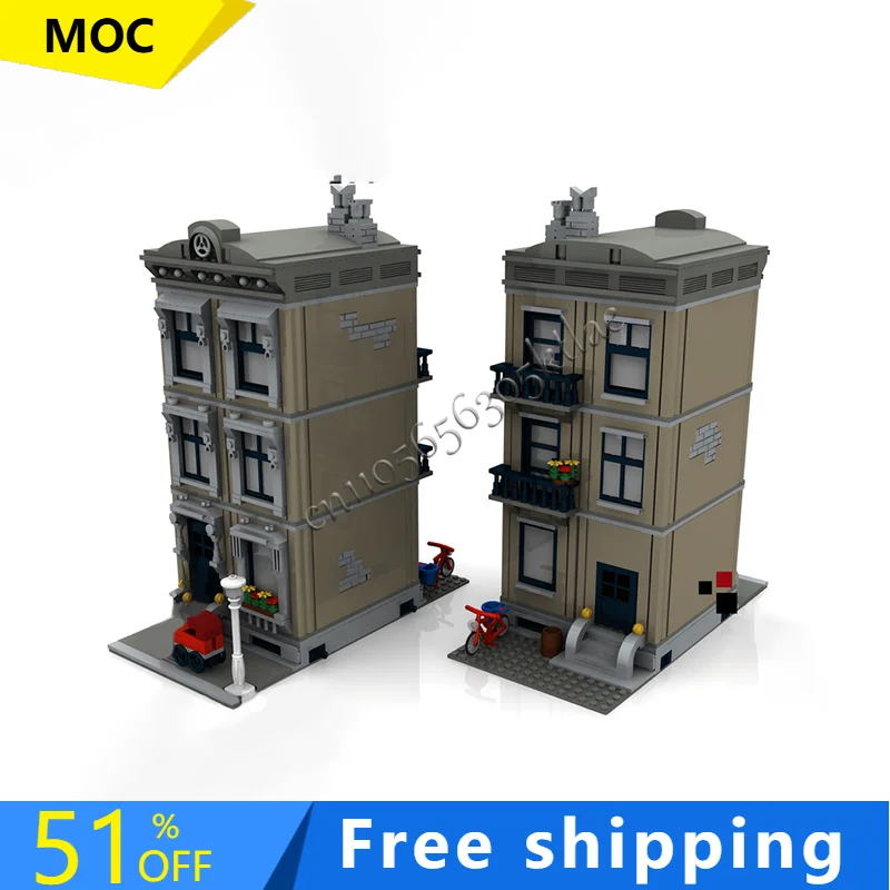 1394개 부품 핫 세일 맞춤형 모듈러 빌딩 하우스 MOC 블록 모델 어린이 교육용 DIY 조립 퍼즐 생일 선물