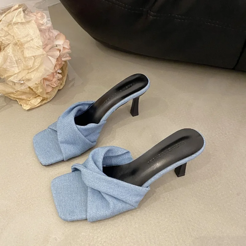 Women Slippers 2024 Summer New Square Low Heel Shoes Fashion Brand Ladies Elegant Slides Outdoor Casual Sandals Women Sandals