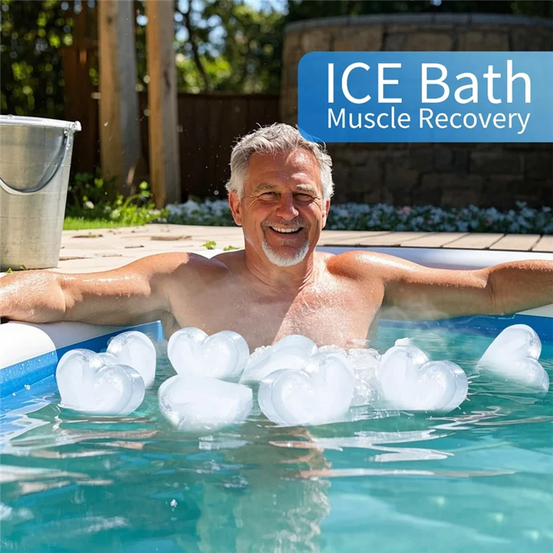 

【B07R】Silicone Ice Mold Ice Baths, Freezer Giant Icecube Trays Water Chiller Accessories For Athletes Coolers (Heart)