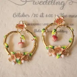 Unique Design Luxury Enamel Flower Earrings Exquisite Hand Painted Pink Flower Earrings Statement Jewelry Creative Women Gifts
