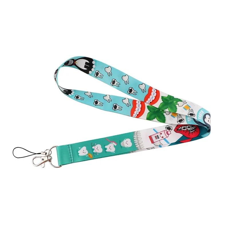 Dentist Doctor Nurse Cartoon Credential Neck Strap Lanyards Keychain ID Card Pass Hang Rope Lariat Key Chain Ring Badge Holder