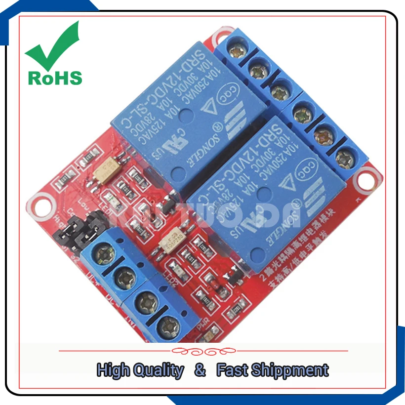 2 way /two channel relay module relay expansion board development board support high and low level trigger