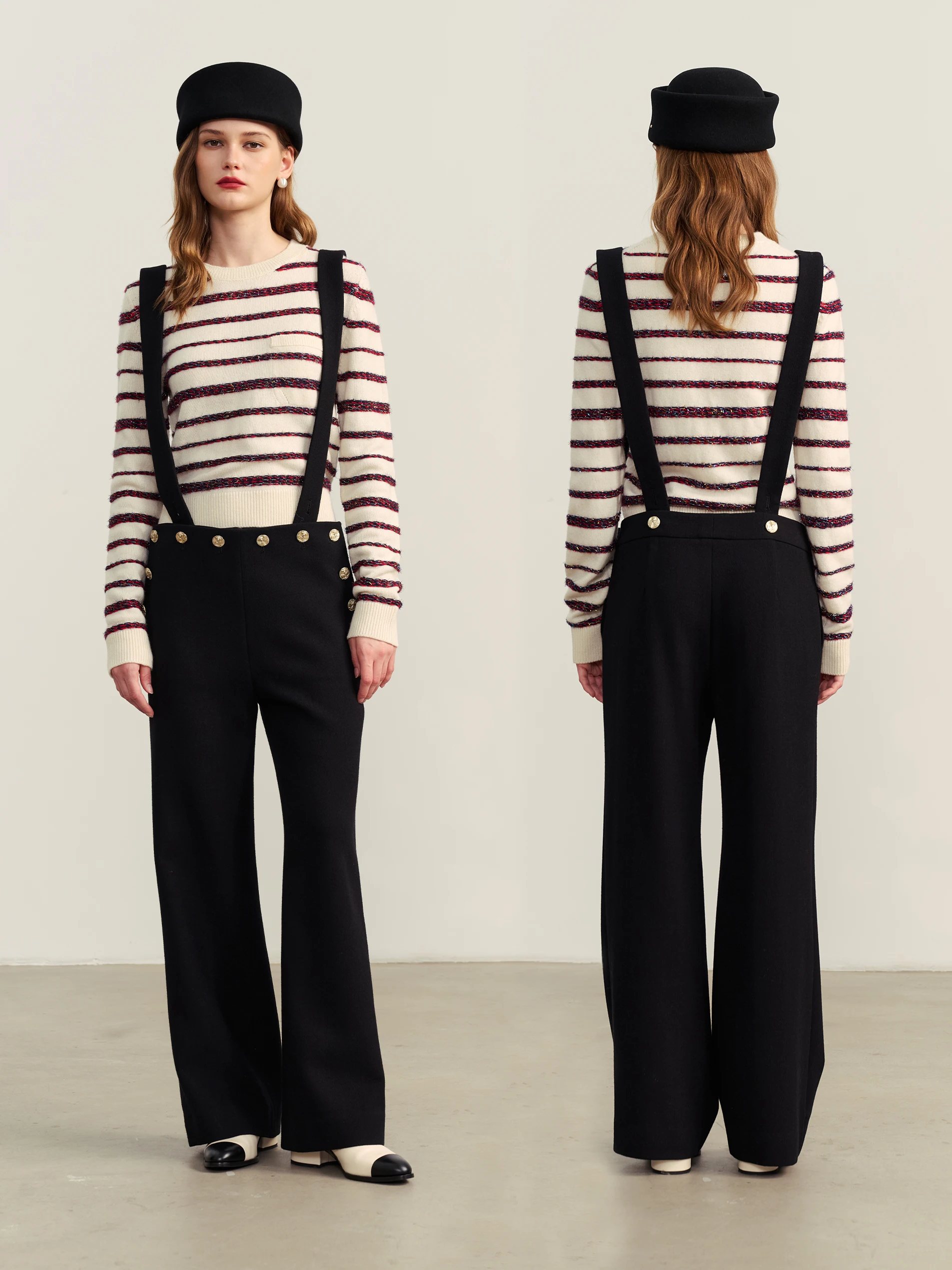 

Комплект MAIMAI: Худи и брюки из смесовой шерсти с полосками, повседневный, из двух предметов, женский, модный, осенне-зимний