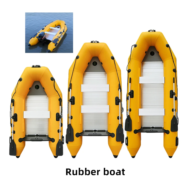 3.3-3.8m Assault Boat with Air Deck Set Inflatable Fishing Boat Kayak with Laminated for Water Sports 0.9mm PVC Dinghy Rowing