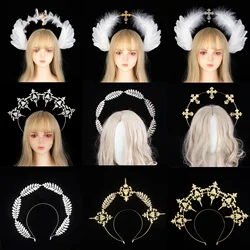 Halo Crown Headpiece Gothic Lolita KC Headdress Angel Feather Wings Halo Goddess Headband Headdress Accessories
