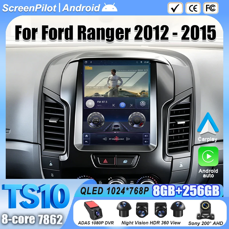 9.7 inch Android 16 For Ford Ranger 2012 - 2015 Stereo Head Unit Car Radio 2 Din MuTouch Scltimedia Video Player GPS Navigation