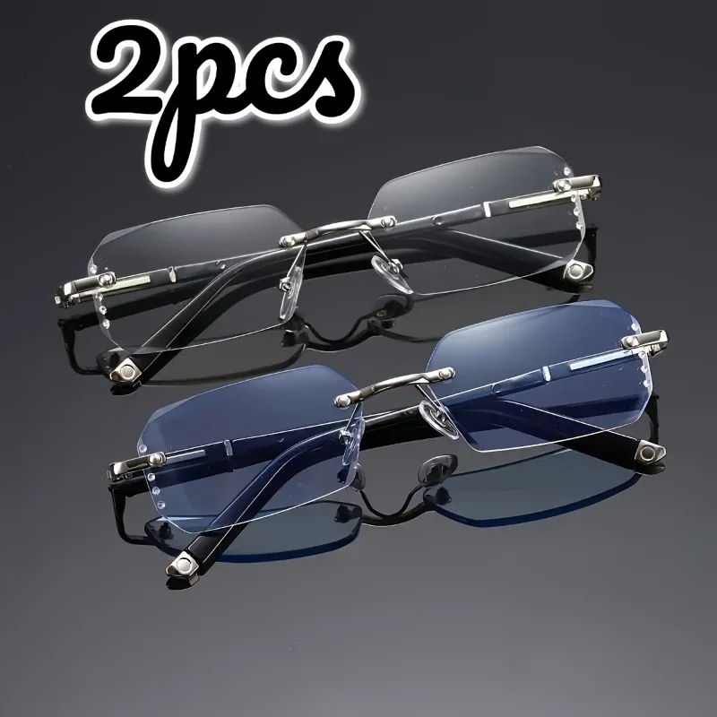 1/2 Stück randlose, verstellbare Herrenbrille, Retro-PC-Rahmen, perfektes Geschenk für Ihn