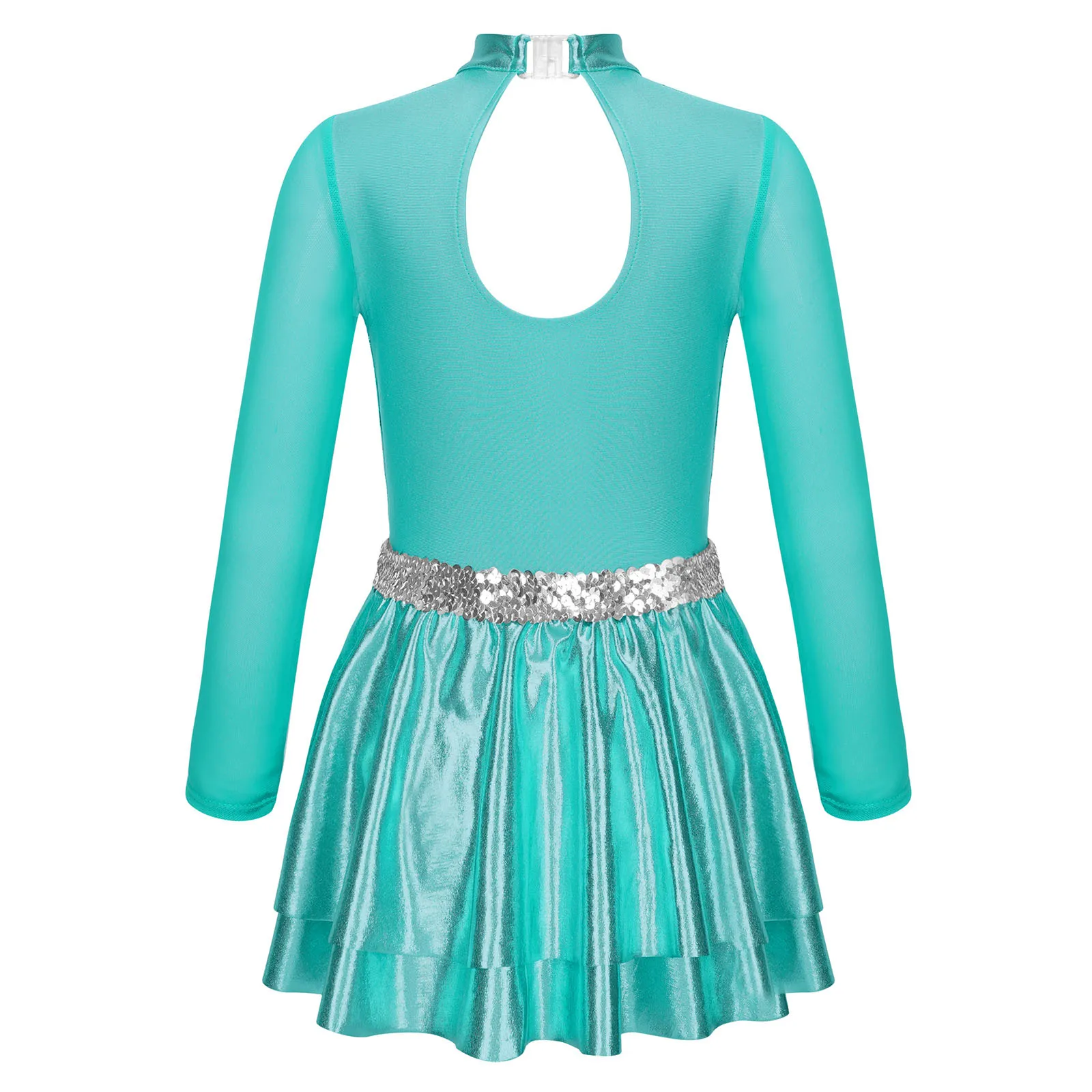 Bambini ragazze scintillanti abiti da balletto a maniche lunghe paillettes Jazz Ballroom Dance Dress Shiny Performance Costumes bambini Dancewear