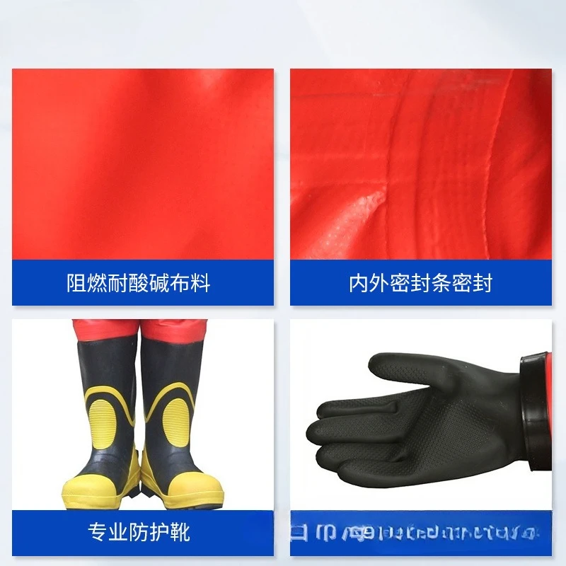 ملابس كيميائية مقاومة للأحماض والقلويات الخفيفة، مقاومة تآكل الأمونيا في حالات الطوارئ شبه مغلقة #4
