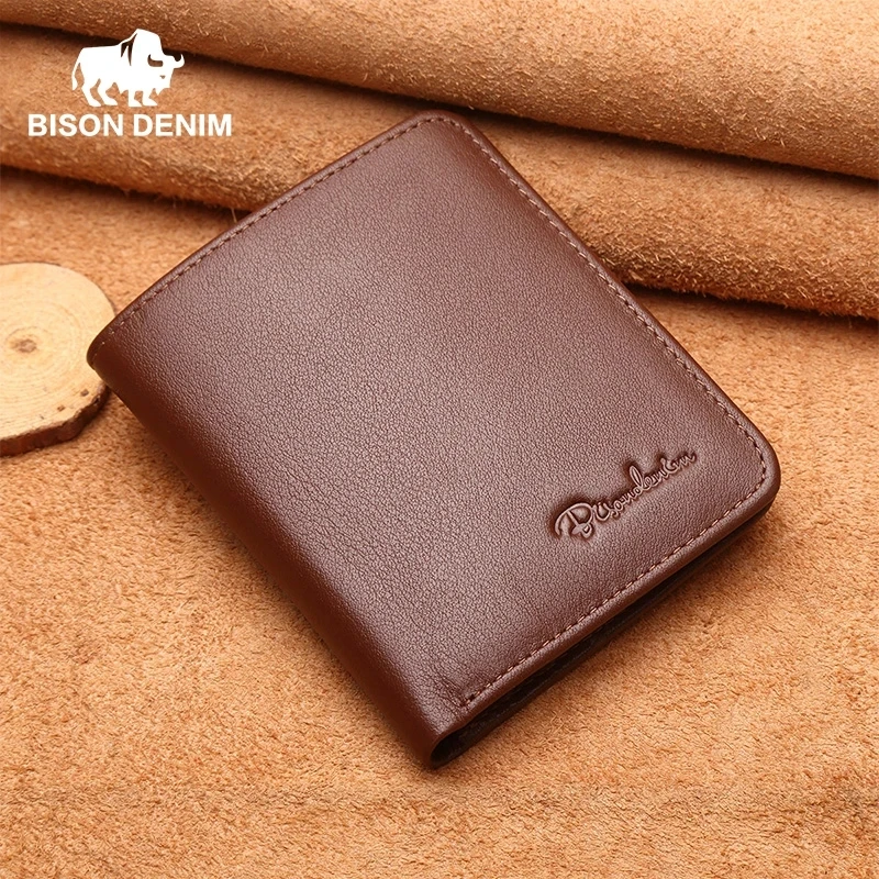 Genuine Leather Men Wallet Mini Short Male Purse Card Holder Soft Cowskin Money Bag Brand Luxury Men Gift