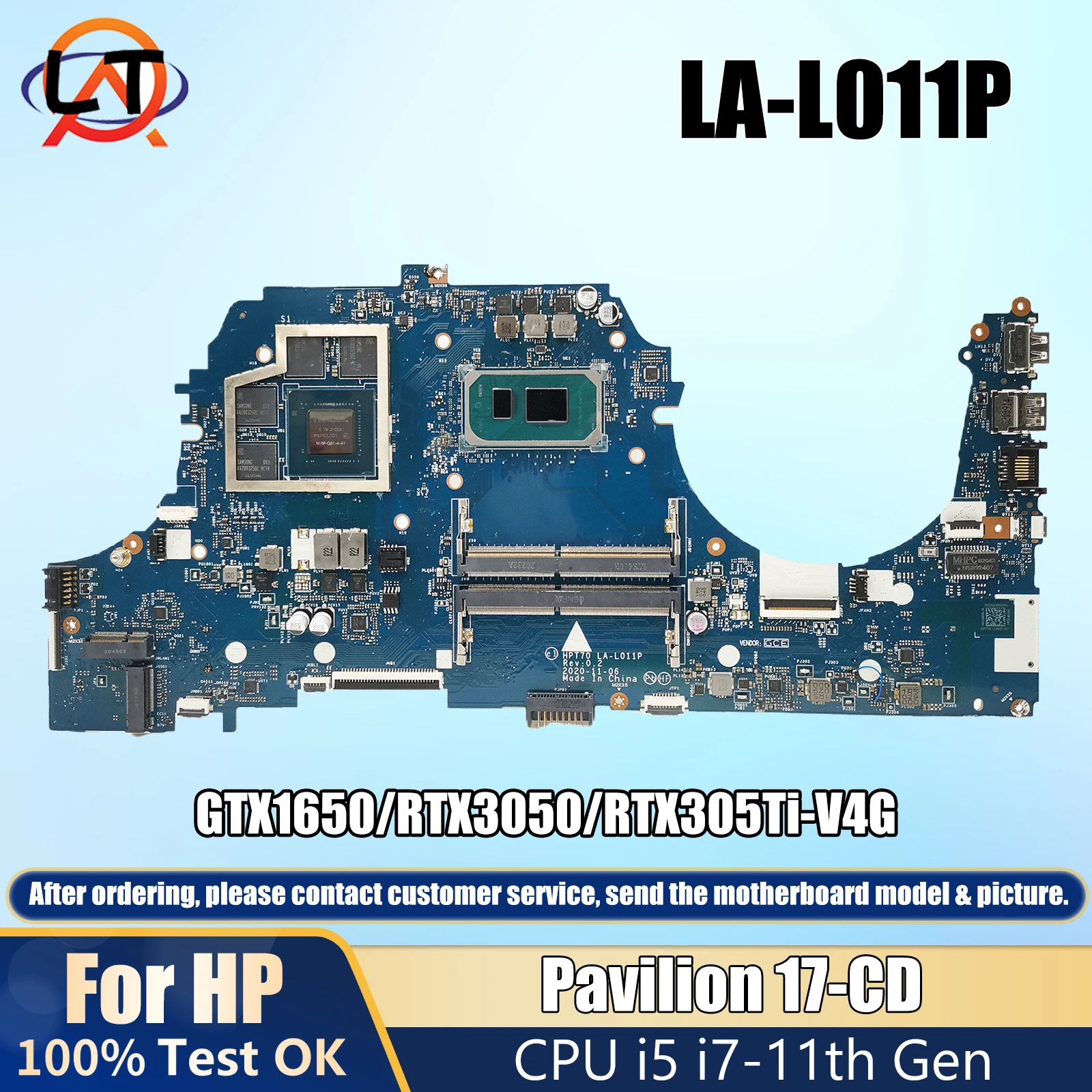 LA-L011P For HP 17-CD Laptop Motherboard i5-11300H i7-11370H RTX3050/RTX305Ti M53288-601 M43267-601 Notebook Mainboard V4G