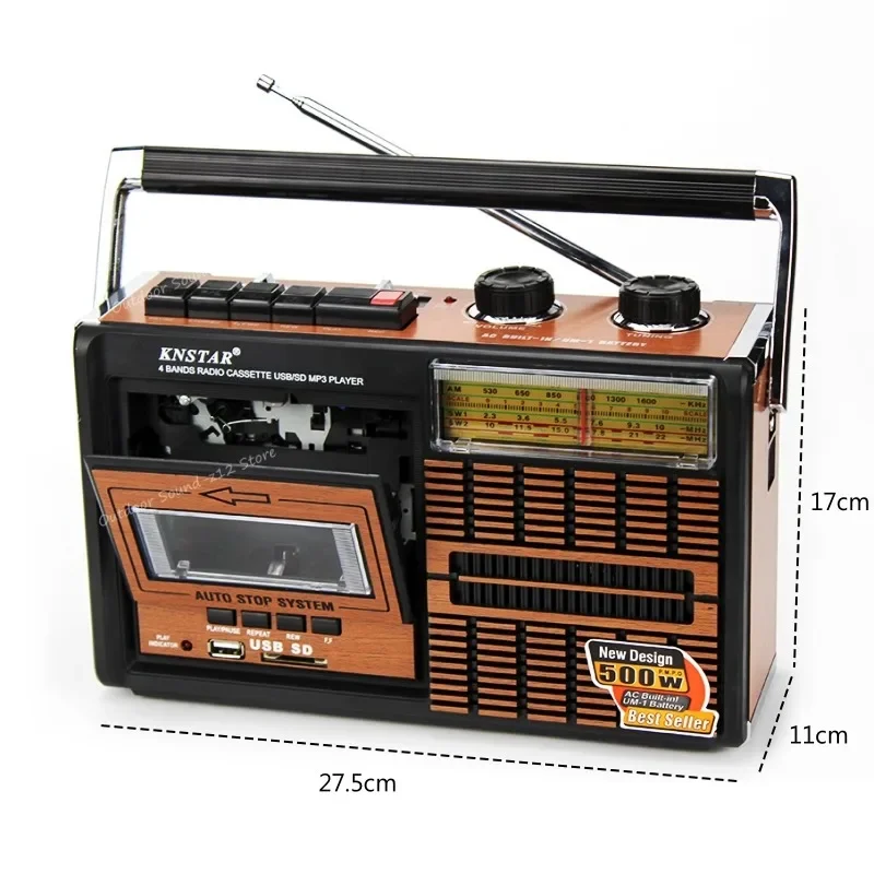 ハンドヘルドマルチバンドレコーダー Bluetooth スピーカー チューニングレコーダー FM/AM/SW ラジオ テープレコーダー 大音量 Protable ラジオ付き