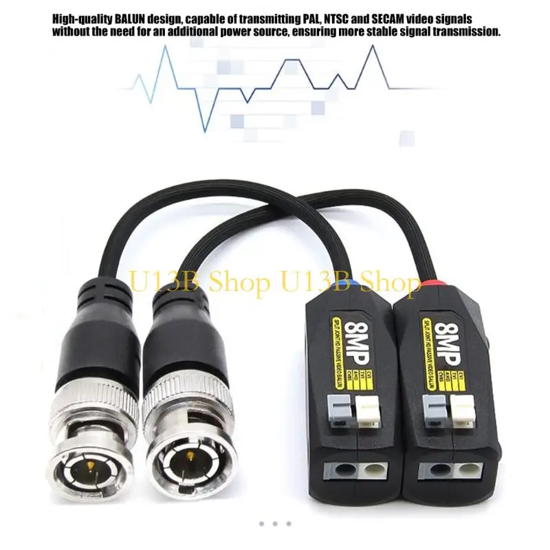 U13B Surveillances Video Transmission Adapter Pair for CCTV Security Camera Wiring
