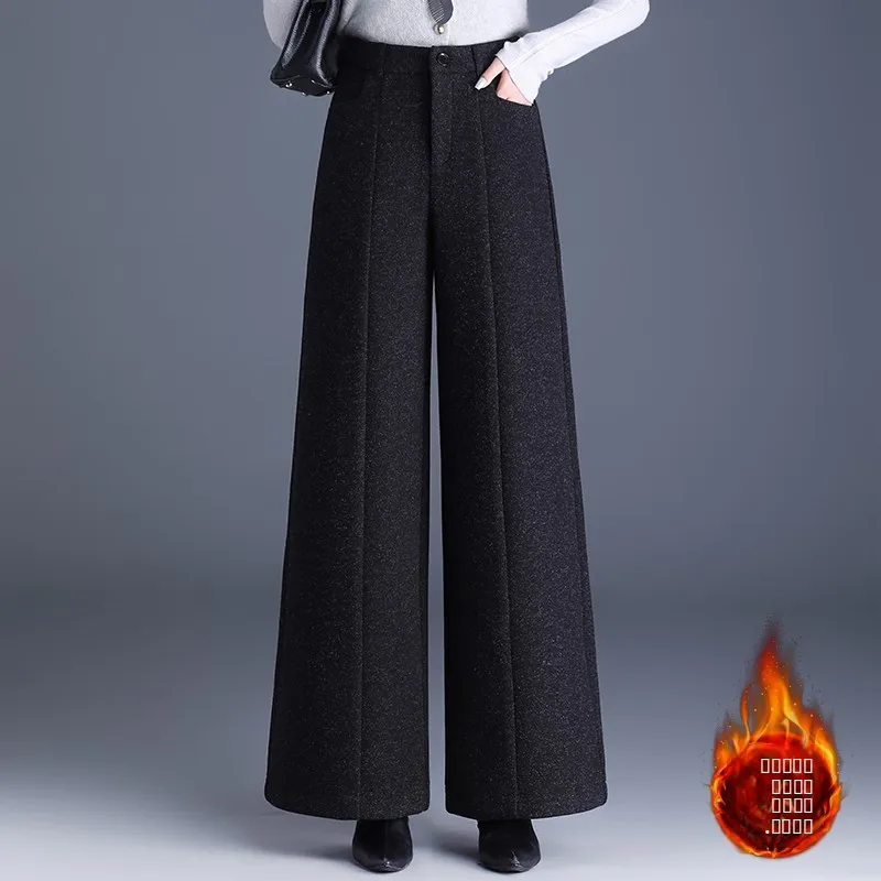 

Теплые брюки-кюлоты на меху из кролика с высокой талией для женщин, повседневные, зимние, новые, свободного кроя, с эффектом драпировки