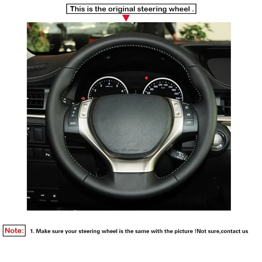 Black Faux Leather Car Steering Wheel Cover for Lexus ES GS RX 250 270 300h 350 450h F SPORT 2011-2015