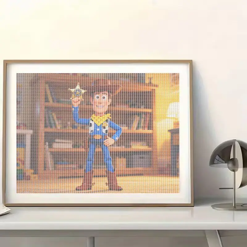 1PC Woody Toy Story Kit di pittura diamante 5D, trapano completo personaggio dello sceriffo dei cartoni animati Set di arte diamante per bambini e adulti, rotondo fai da te D