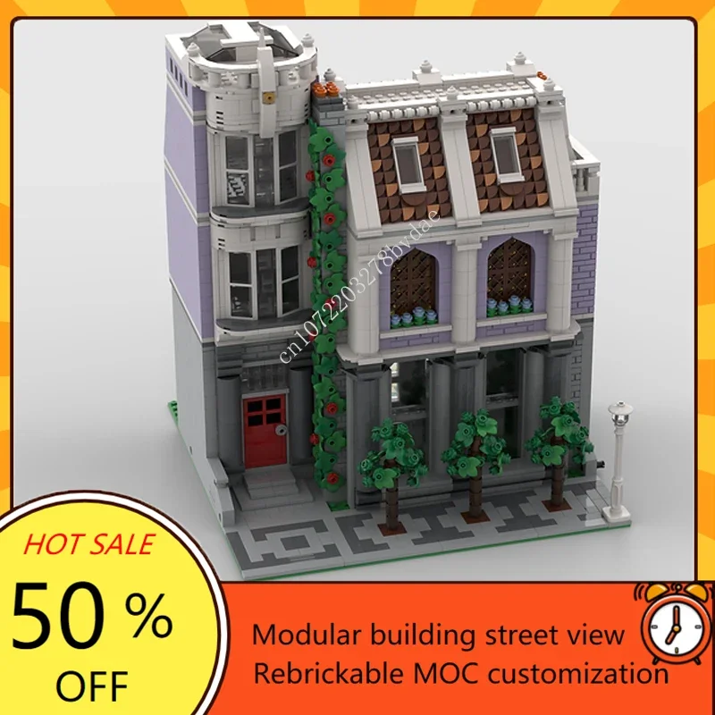 MOC-décennie s de construction modulaires, modèle de vue sur la rue, bricolage, architecture, éducation, assemblage, boutique de fleuriste, jouets modèles, cadeaux créatifs, 2658 pièces