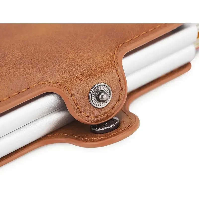 DIENQI-ألياف الكربون المضادة لتحديد الهوية بموجات الراديو حامل بطاقة الائتمان حامل بطاقة مزدوجة محفظة معدنية الأعمال البنك بطاقة الائتمان محفظة صغيرة الحجم #6