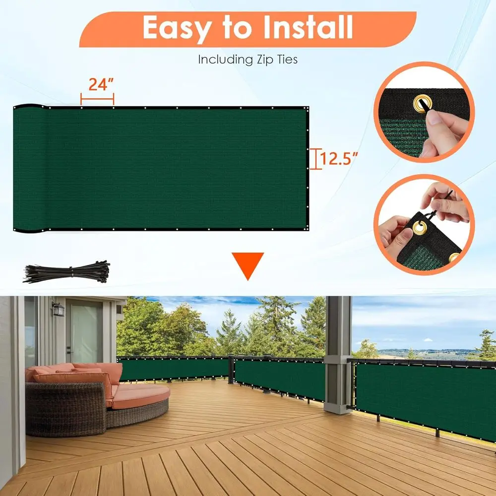 Cerca verde de tela de privacidade de 4x50 pés, malha corta-vento de jardim ao ar livre, barreira de rede de vela de sombra com fixações reforçadas e gola de latão